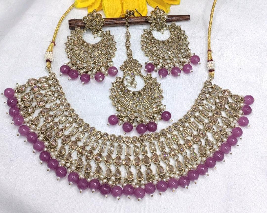 Polki Necklace Mehndi Set Sku-5570. B2 - rchiecreation