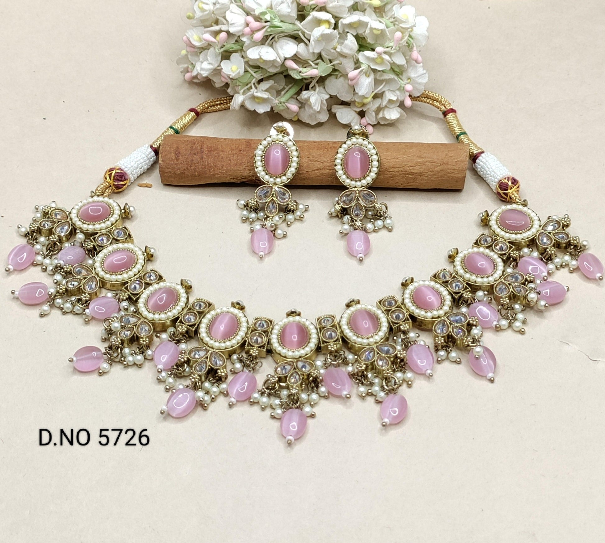 Polki Necklace Mehndi Set Sku-5726 B-1 - rchiecreation