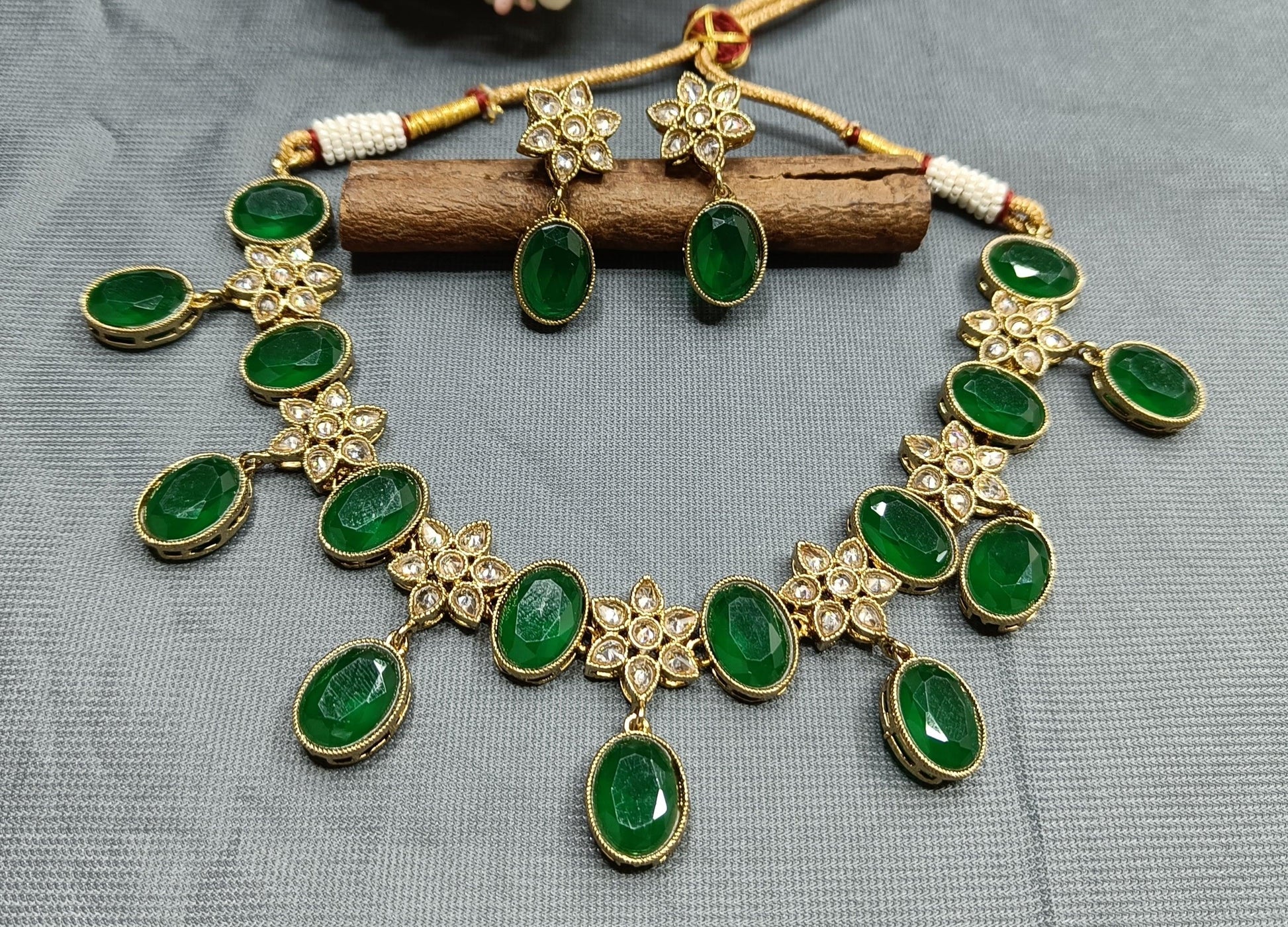 Polki Necklace Mehndi Set Sku-5738. B2 - rchiecreation