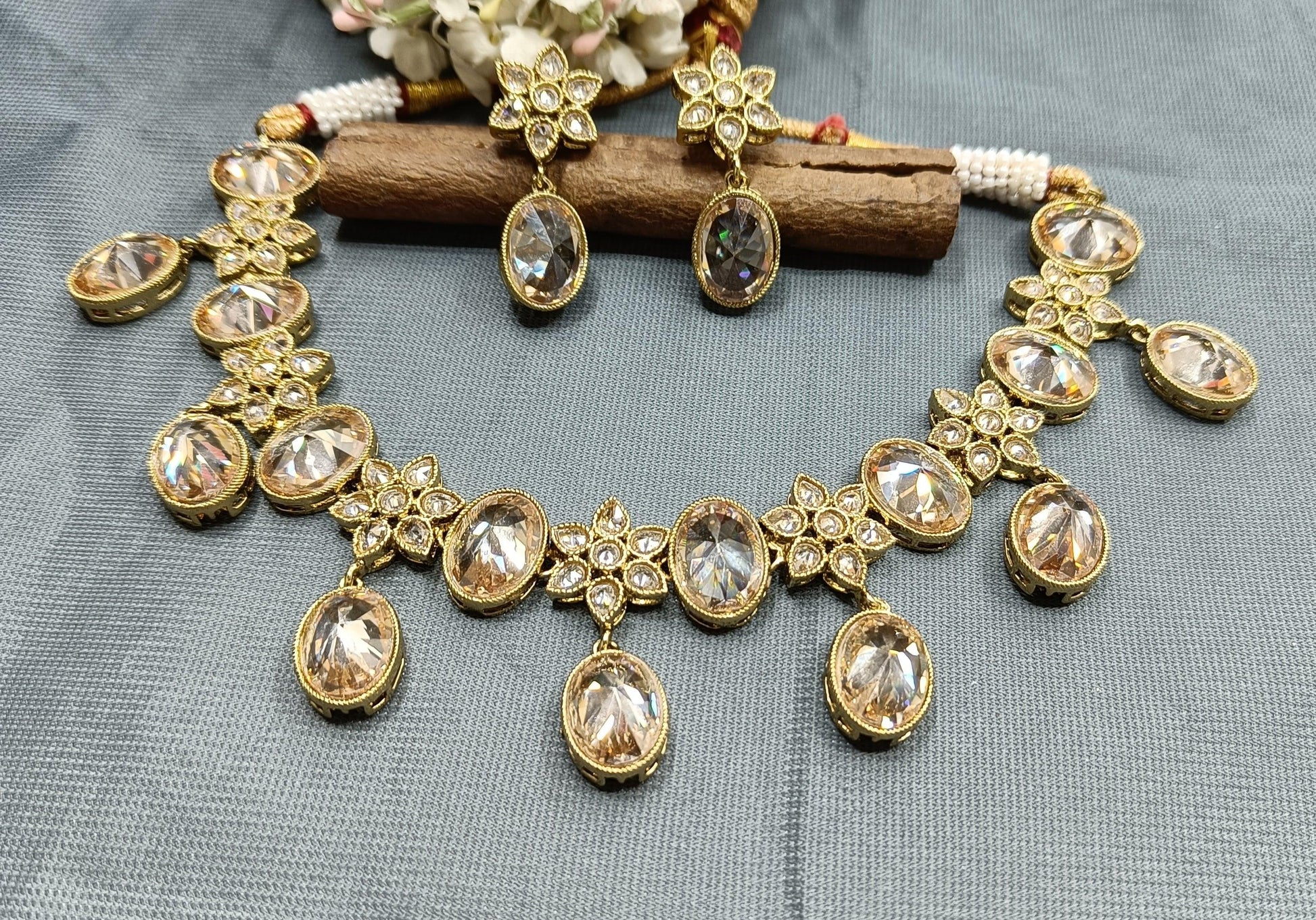 Polki Necklace Mehndi Set Sku-5738. B2 - rchiecreation