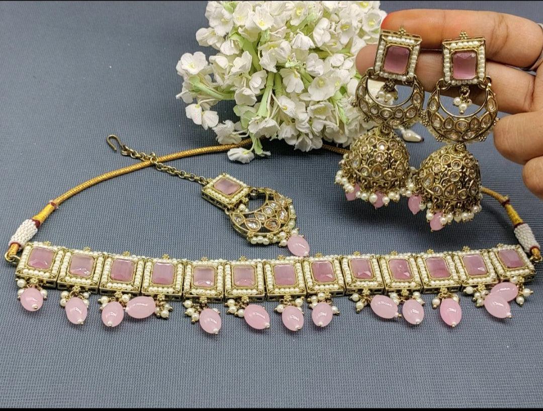 Polki Necklace Mehndi Set Sku-5741. B2 - rchiecreation