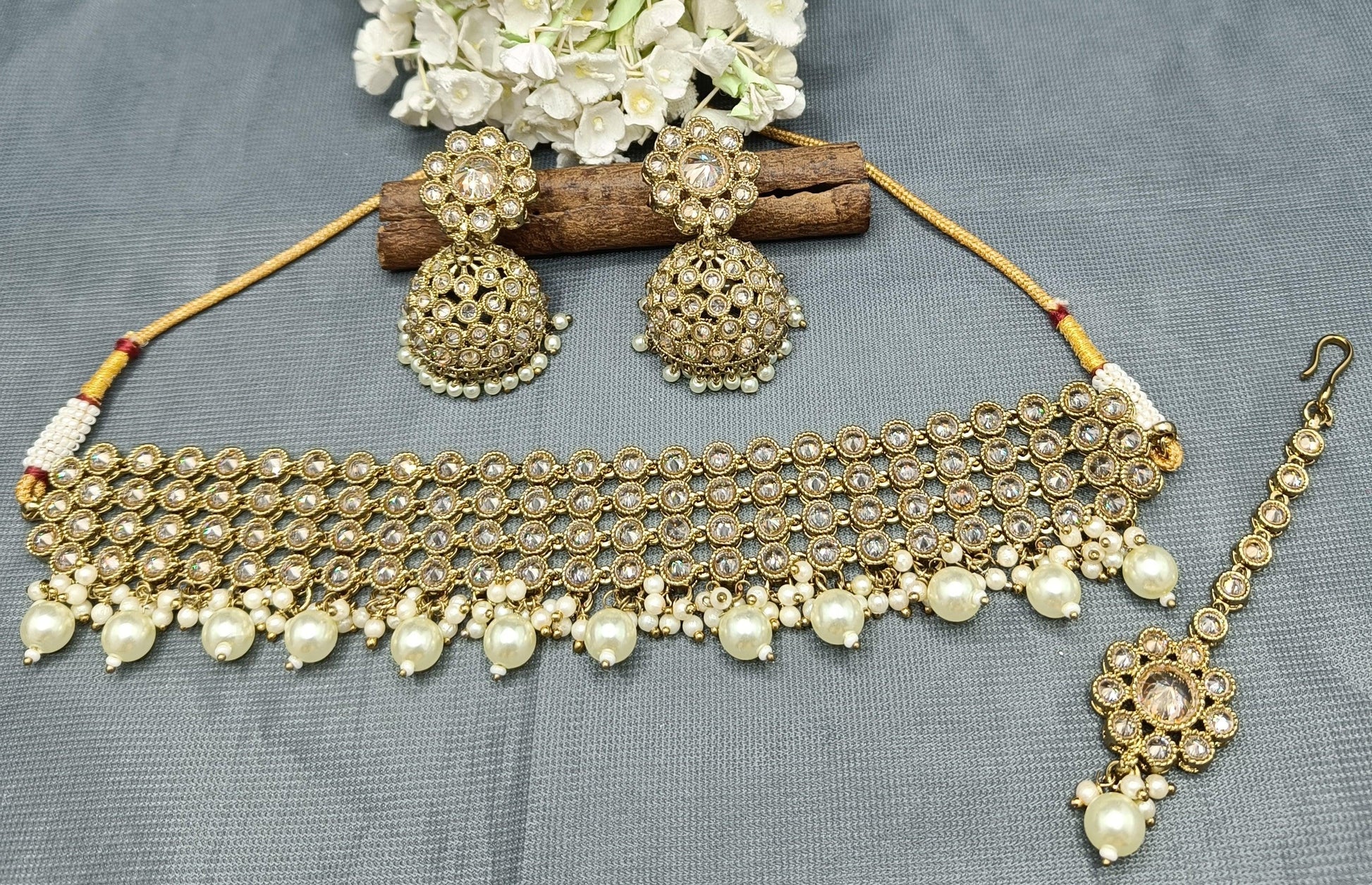 Polki Necklace Mehndi Set Sku-5880 B2 - rchiecreation