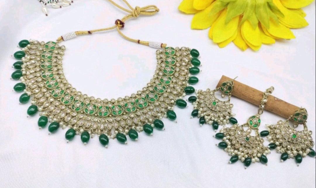 Polki Necklace Mehndi Set Sku-5916 B4 - rchiecreation