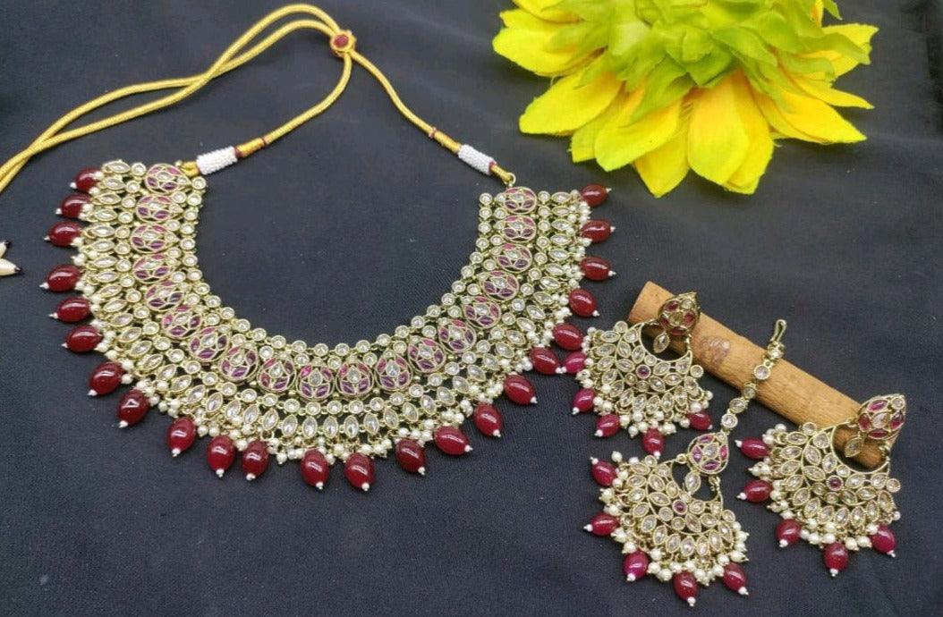 Polki Necklace Mehndi Set Sku-5916 B4 - rchiecreation