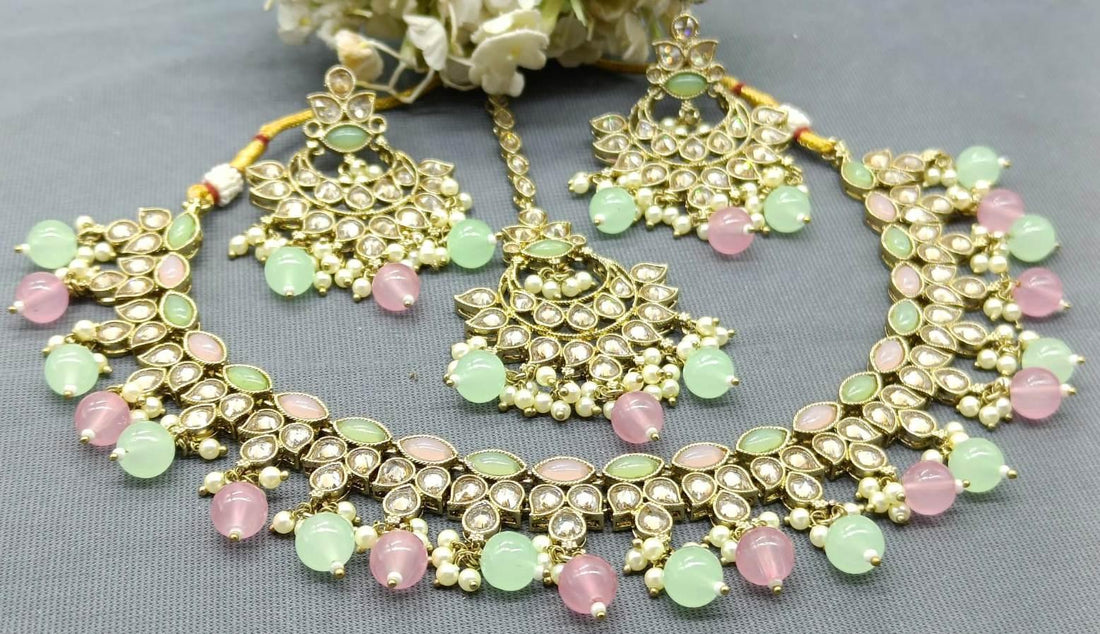 Polki Necklace Mehndi Set Sku- 6046 B1 rchiecreation