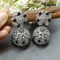 Rodium Polki Mehndi Jhumki Earring Sku- 242 A4 - rchiecreation