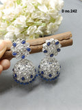 Rodium Polki Mehndi Jhumki Earring Sku- 242 A4 - rchiecreation