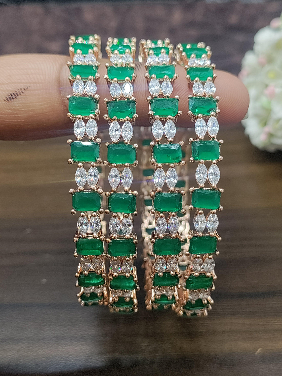 Green Cubic Zirconia Stone  Bangles Sku 1955 C4 rchiecreation