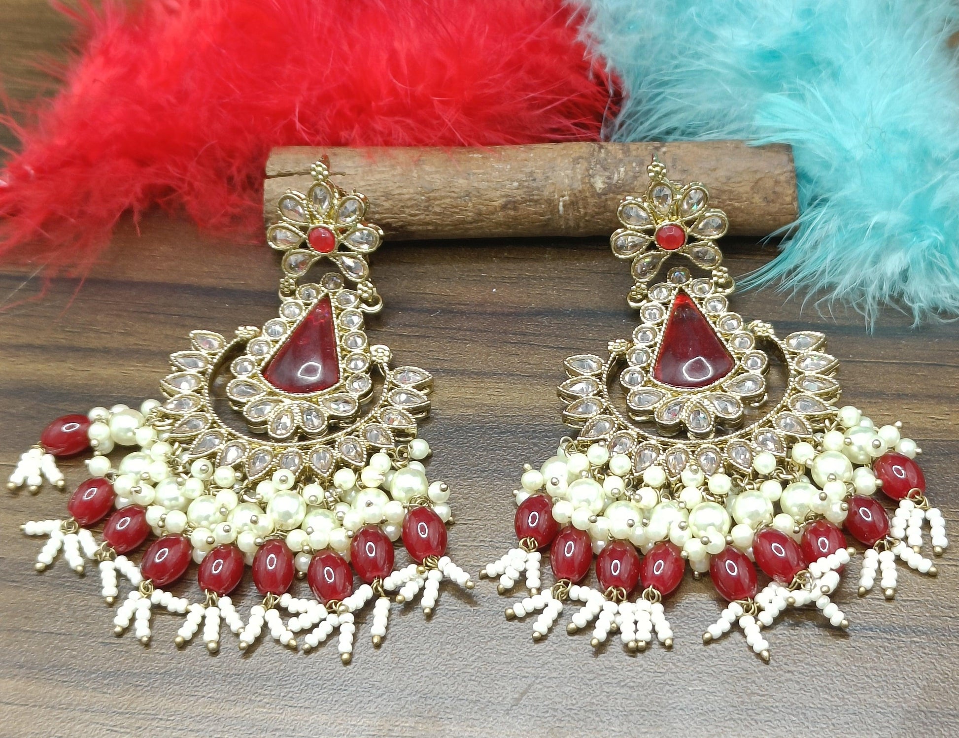 Tassel Earring Polki Earring Mahndi Sku 790 A2 - rchiecreation
