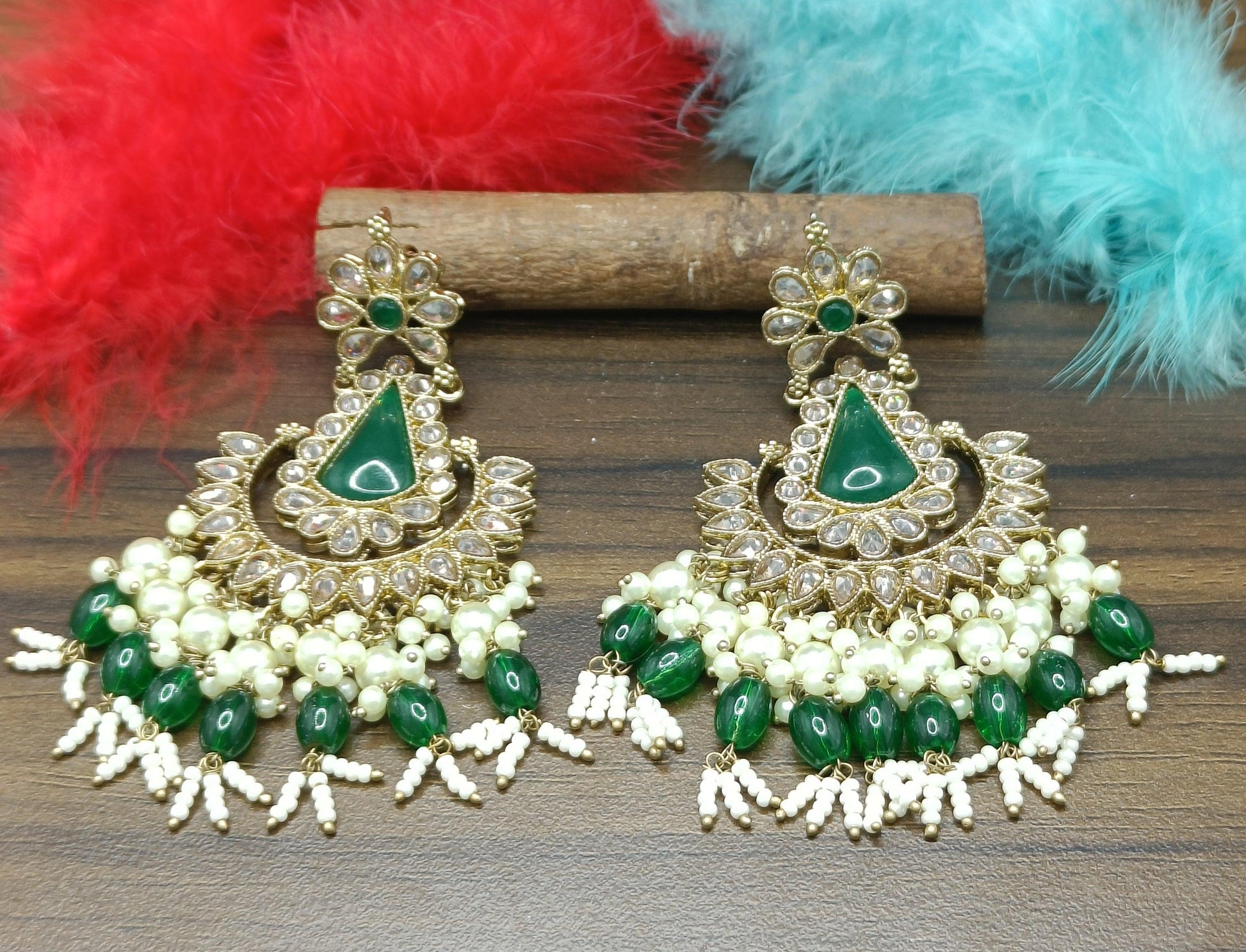 Tassel Earring Polki Earring Mahndi Sku 790 A2 - rchiecreation