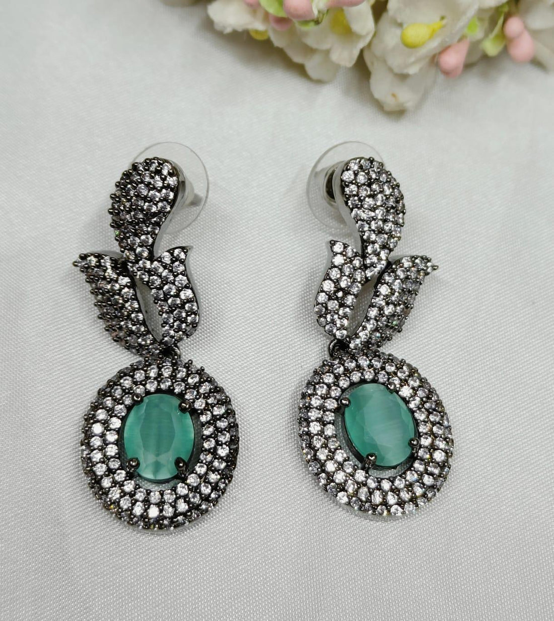 Victorian American Diamond Earring Sku-825 C1 - rchiecreation