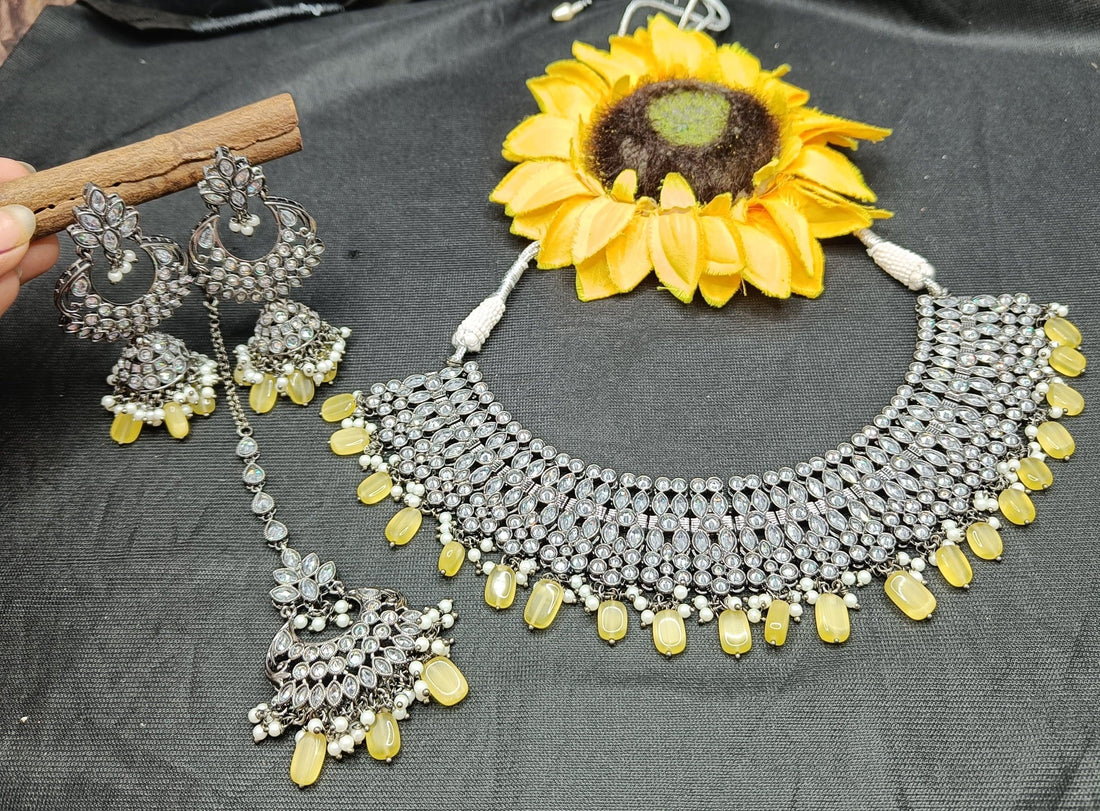 Victorian Polki Necklace Set Sku-5535 B2 - rchiecreation